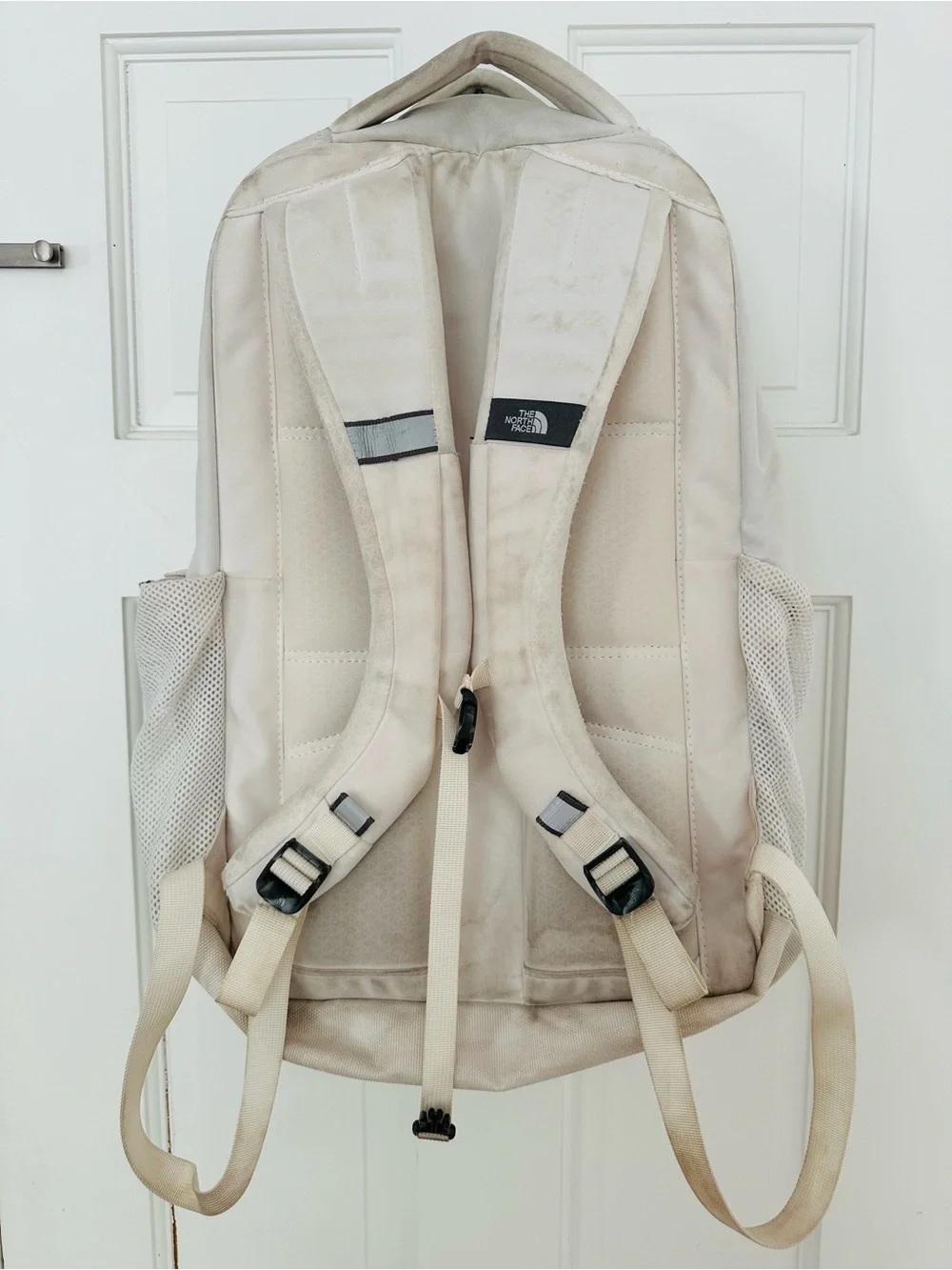 The North Face Jester Luxe Backpack in Cream with Rose Gold Accents